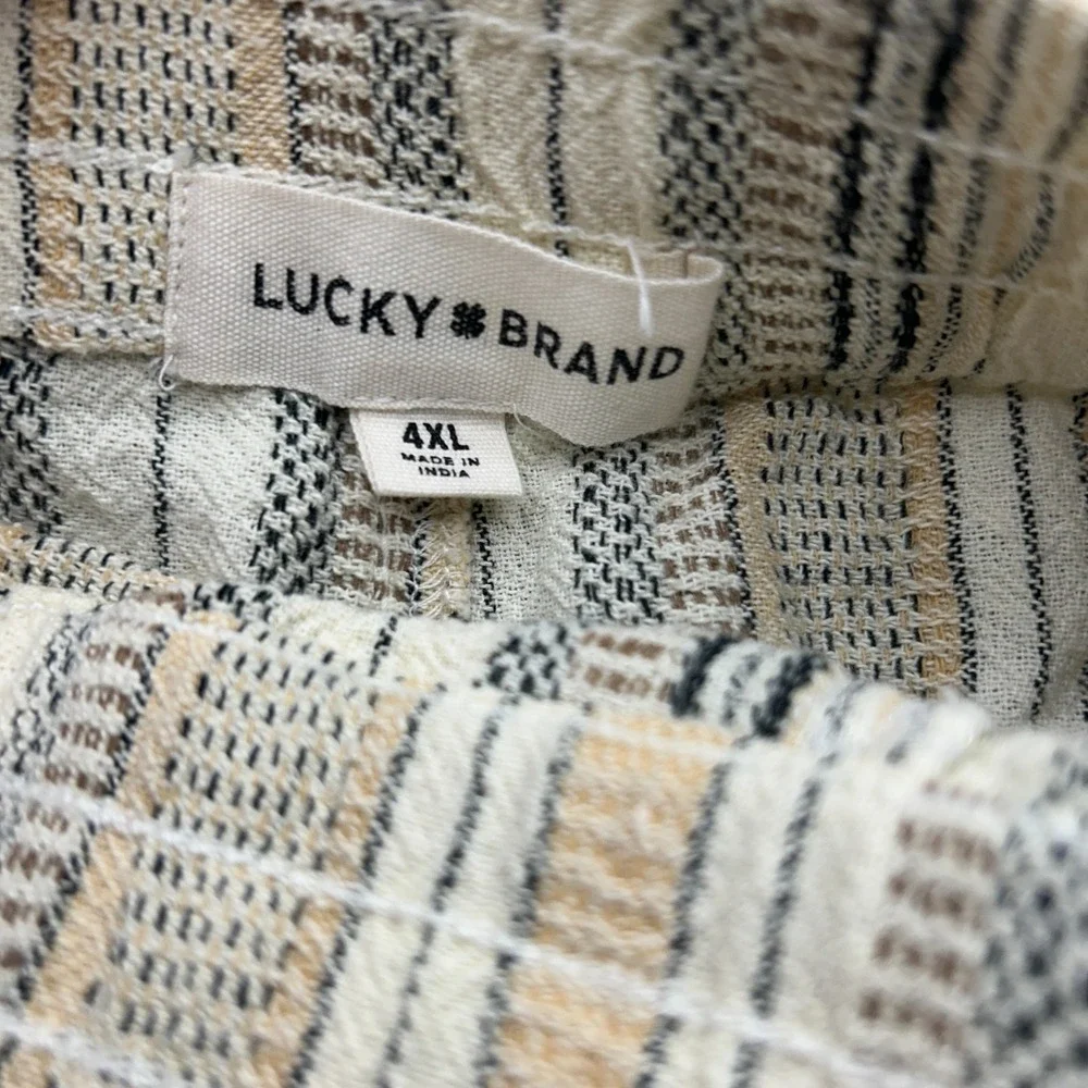 Lucky Brand Shorts Mens 4XL Cream Striped Cotton Drawstring New Boho‎ Resort